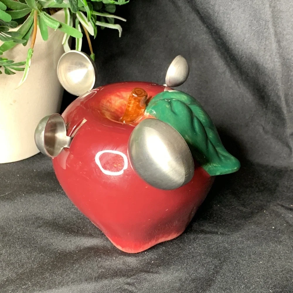 Vintage ceramic red apple measuring spoon holder